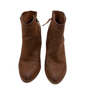 MIA‎ Ankle Boots Women Brown Suede Block Heel Side Zip Pointed Toe Size 10